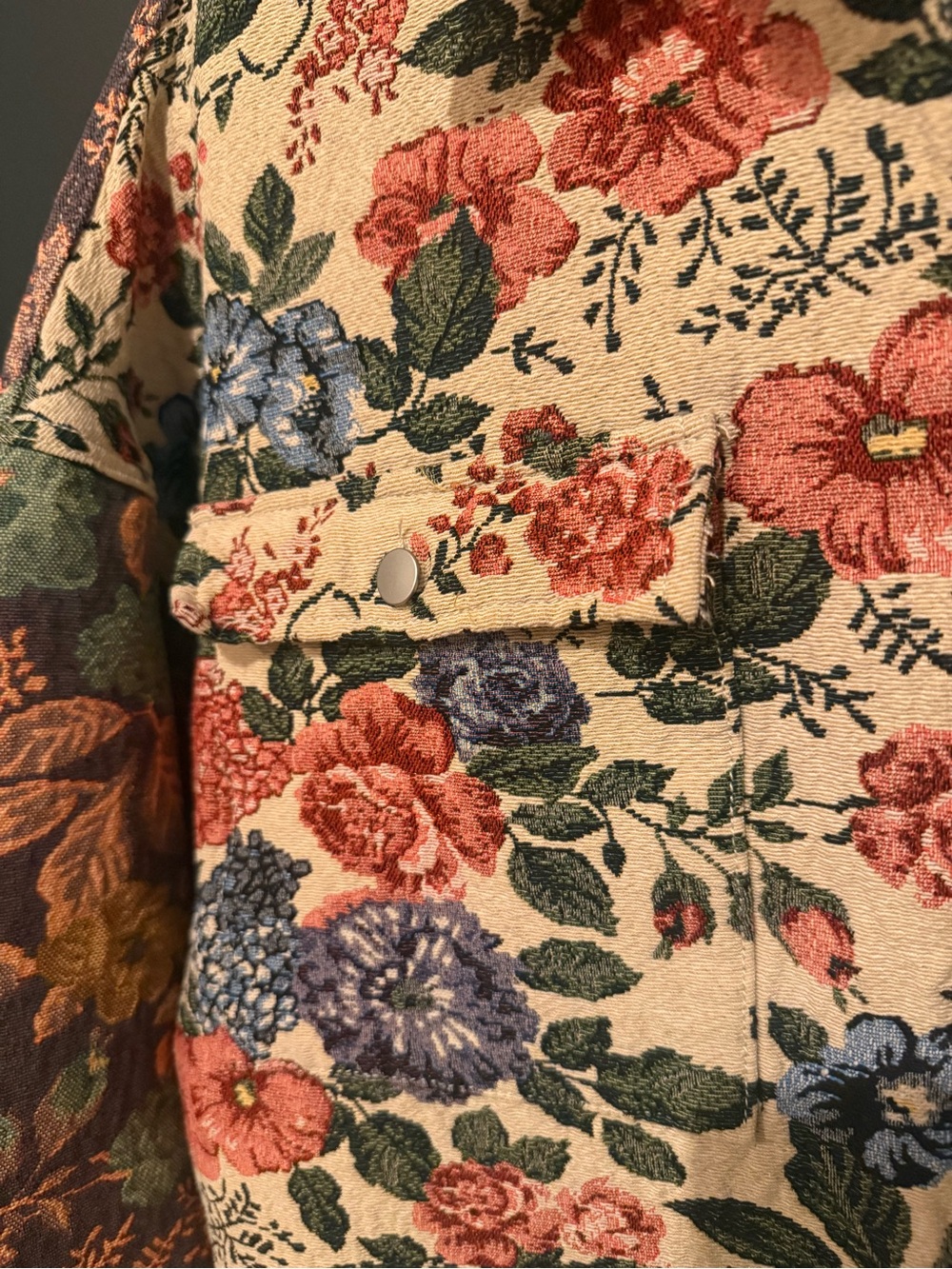 🌺 POL Womens My Vintage Romance Jacquard Floral Patchwork Jacket Shacket Size S - Picture 6 of 15